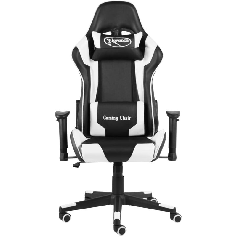 

vidaXL Silla gaming giratoria PVC blanco - Blanco