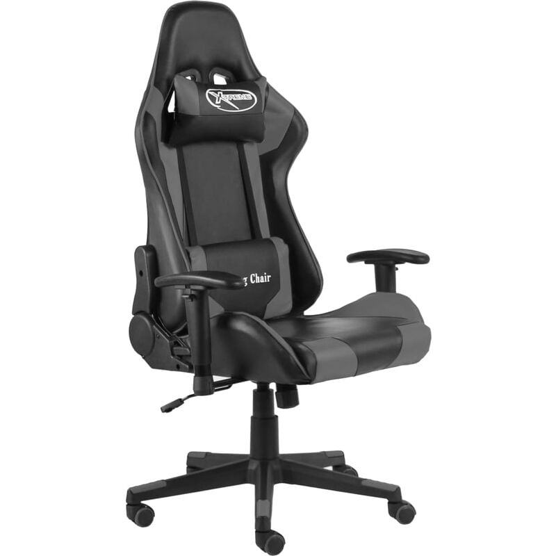 

vidaXL Silla gaming giratoria PVC gris - Gris