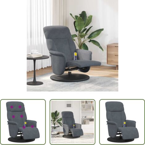 vidaXL Silla giratoria -  Silla de masajes reclinable Gris oscuro 91 x 71 x 105 cm