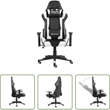 vidaXL Silla giratoria -  Silla gaming giratoria PVC blanco