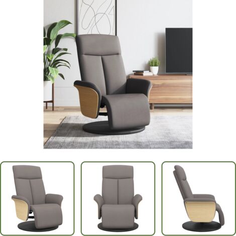 vidaXL Silla giratoria - Sillón reclinable con reposapiés tela gris taupe
