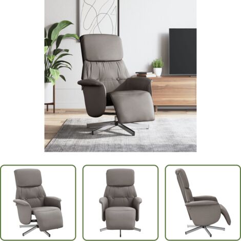 vidaXL Silla giratoria - Sillón reclinable con reposapiés tela gris taupe