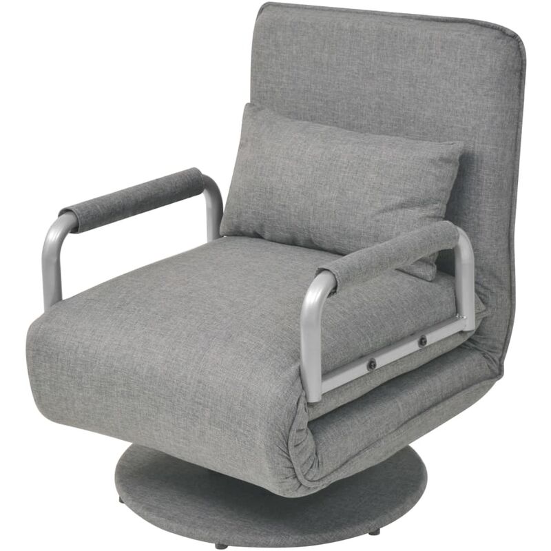

vidaXL Silla Giratoria y Sofá Cama Tela Gris Claro - Gris