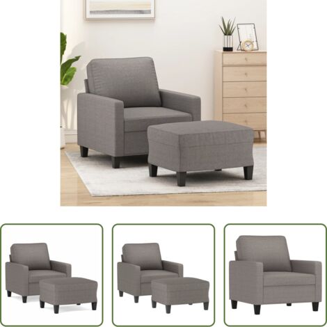 vidaXL Silla gris -  Sillón con taburete tela gris taupe 60 cm