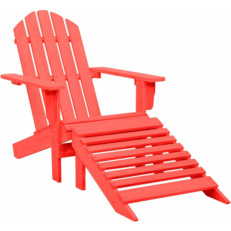 

Silla jardín Adirondack con otomana madera maciza de abeto roja - Rojo - Vidaxl