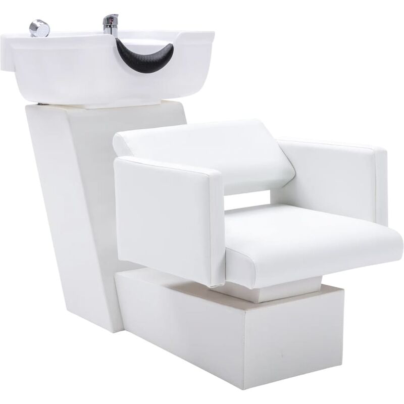 

Silla lavacabezas con lavabo cuero sintético blanco 129x59x82cm - Blanco - Vidaxl