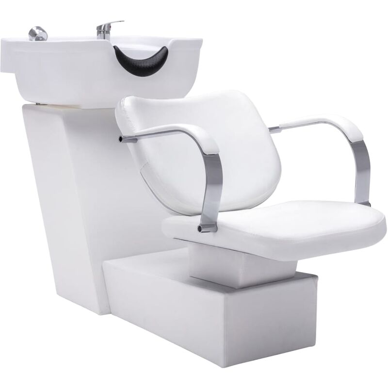 

Silla lavacabezas con lavabo cuero sintético blanco 137x59x82cm - Blanco - Vidaxl
