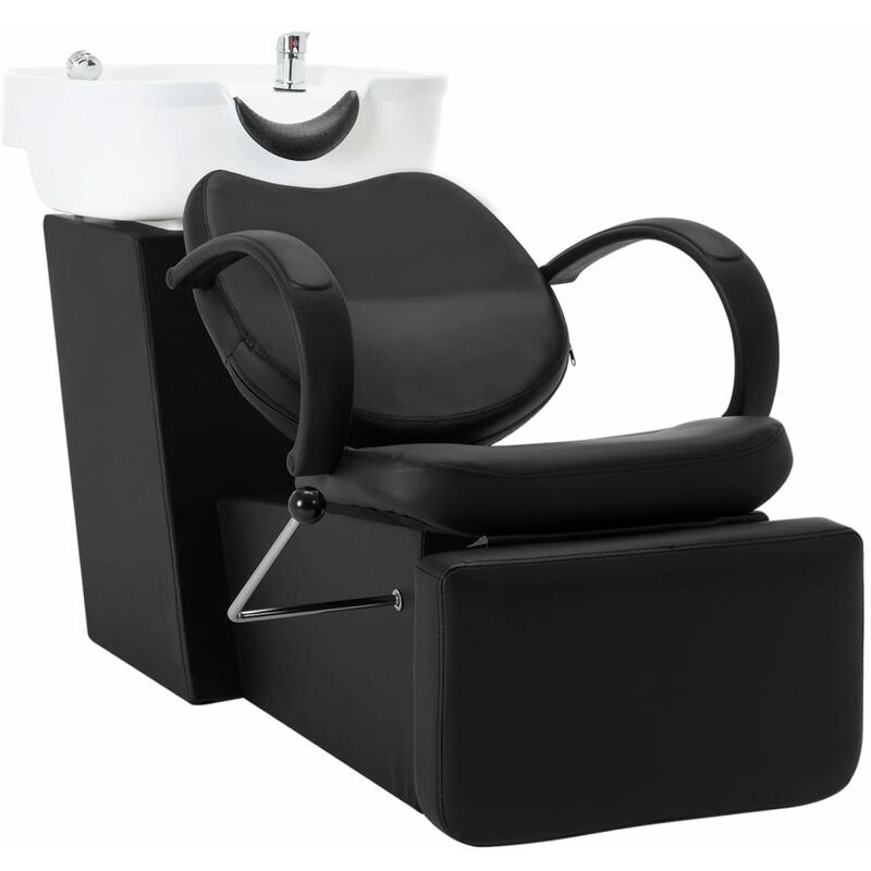 

Silla lavacabezas de peluquería de cuero sintético negro blanco - Multicolor - Vidaxl