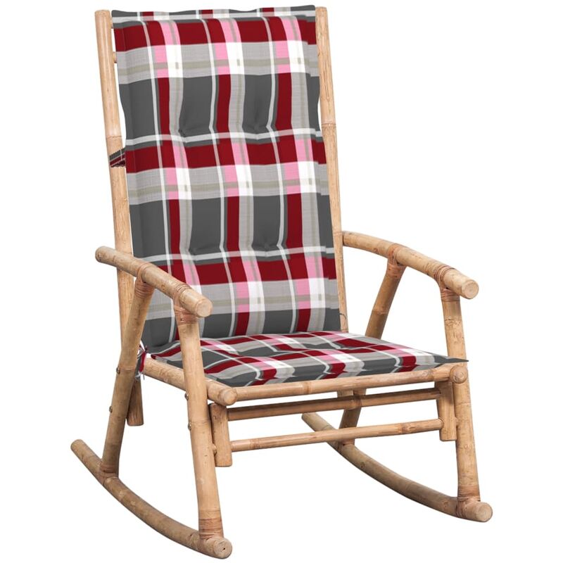 

Silla mecedora con cojín bambú - Marrón - Vidaxl