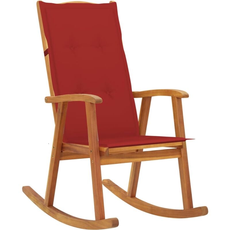 

vidaXL Silla mecedora con cojines madera maciza de acacia - Marrón