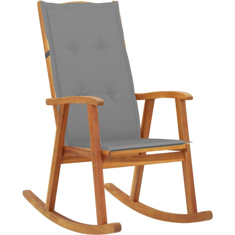 

vidaXL Silla mecedora con cojines madera maciza de acacia - Marrón