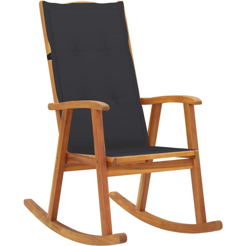 

vidaXL Silla mecedora con cojines madera maciza de acacia - Marrón
