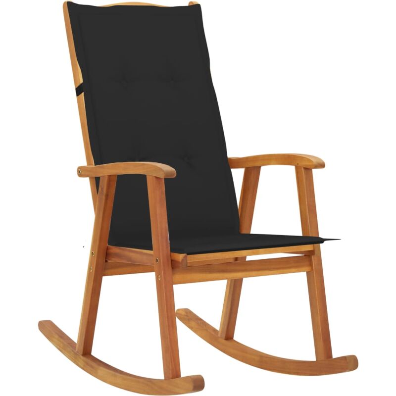 

vidaXL Silla mecedora con cojines madera maciza de acacia - Marrón