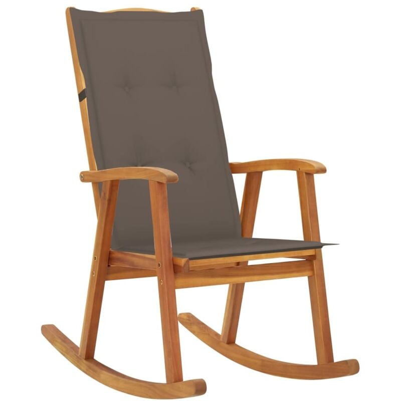 

vidaXL Silla mecedora con cojines madera maciza de acacia - Marrón