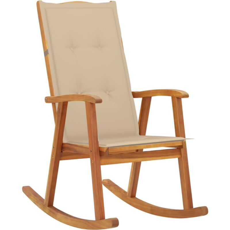 

vidaXL Silla mecedora con cojines madera maciza de acacia - Marrón