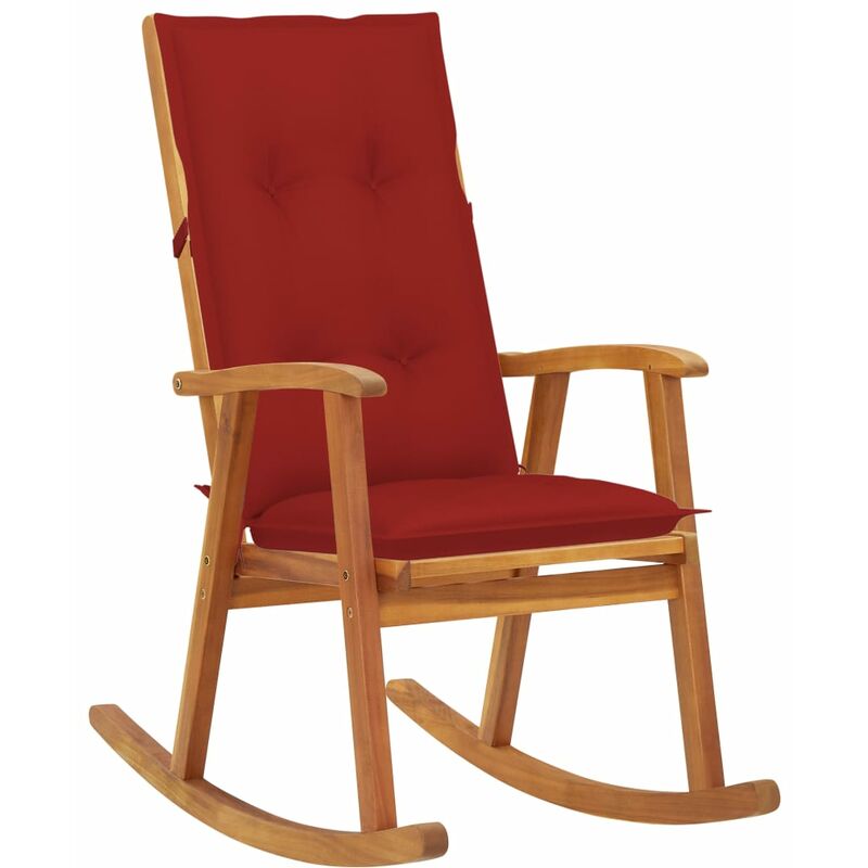 

vidaXL Silla mecedora con cojines madera maciza de acacia - Marrón