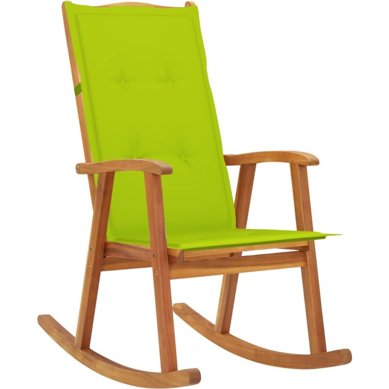 

vidaXL Silla mecedora con cojines madera maciza de acacia - Marrón