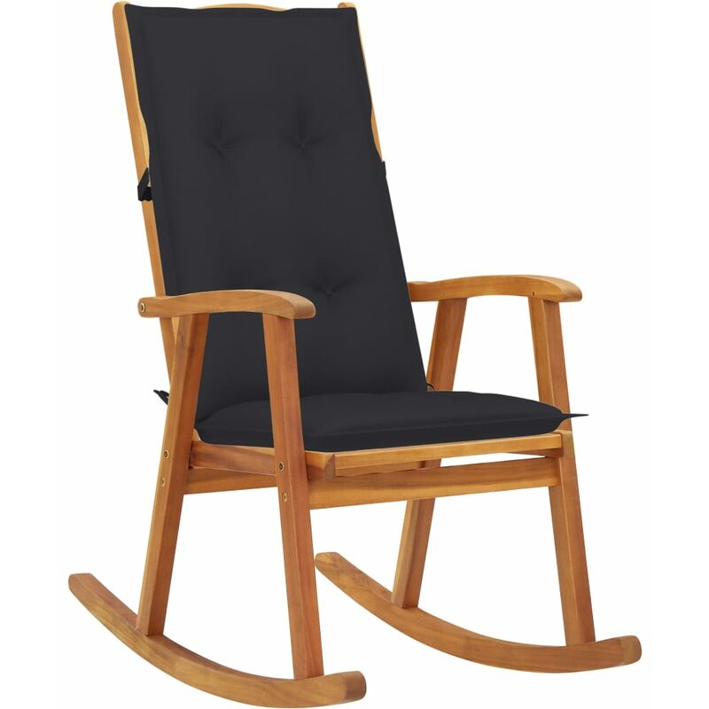 

vidaXL Silla mecedora con cojines madera maciza de acacia - Marrón