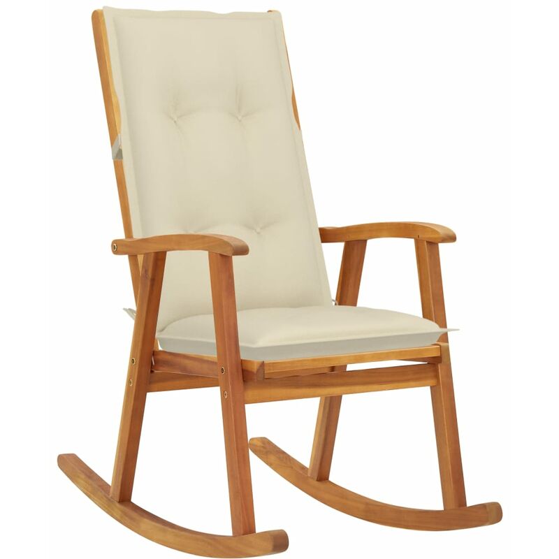 

vidaXL Silla mecedora con cojines madera maciza de acacia - Marrón