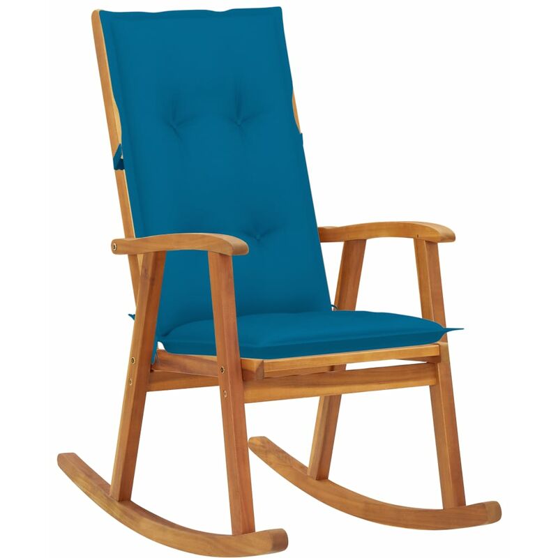 

vidaXL Silla mecedora con cojines madera maciza de acacia - Marrón
