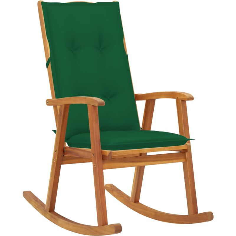 

vidaXL Silla mecedora con cojines madera maciza de acacia - Marrón