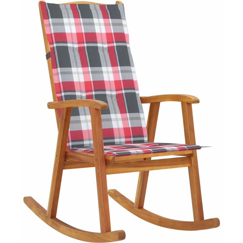 

vidaXL Silla mecedora con cojines madera maciza de acacia - Marrón