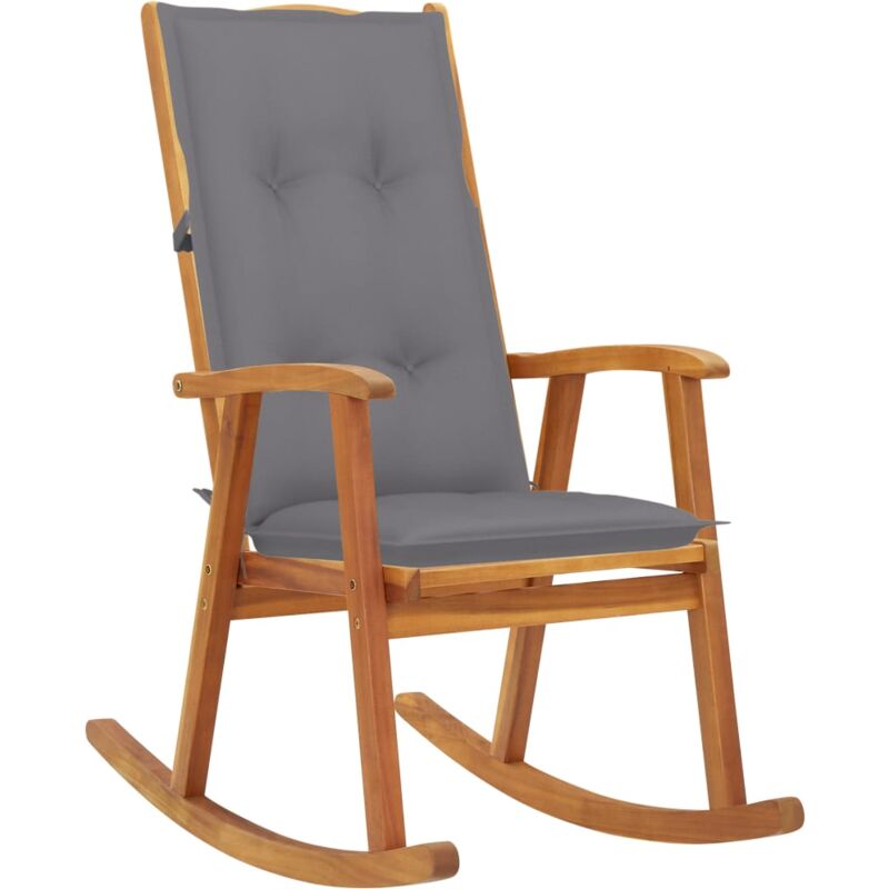 

vidaXL Silla mecedora con cojines madera maciza de acacia - Marrón