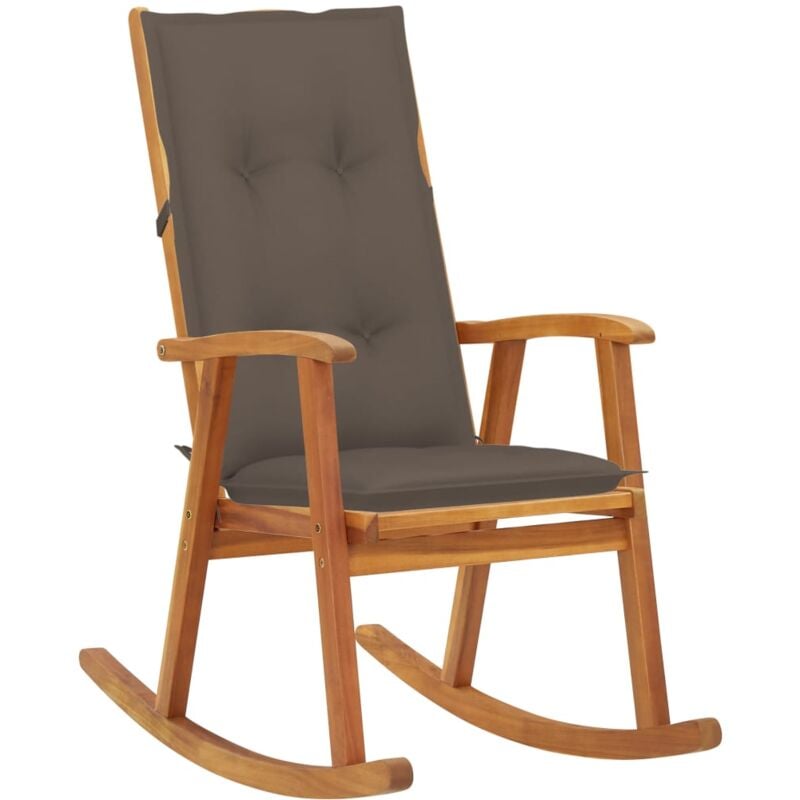 

vidaXL Silla mecedora con cojines madera maciza de acacia - Marrón