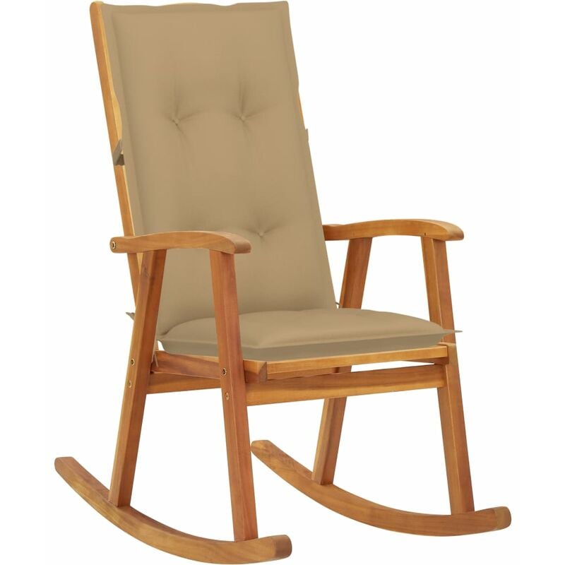

vidaXL Silla mecedora con cojines madera maciza de acacia - Marrón