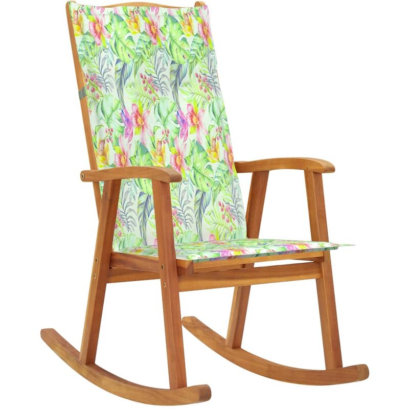 

vidaXL Silla mecedora con cojines madera maciza de acacia - Marrón