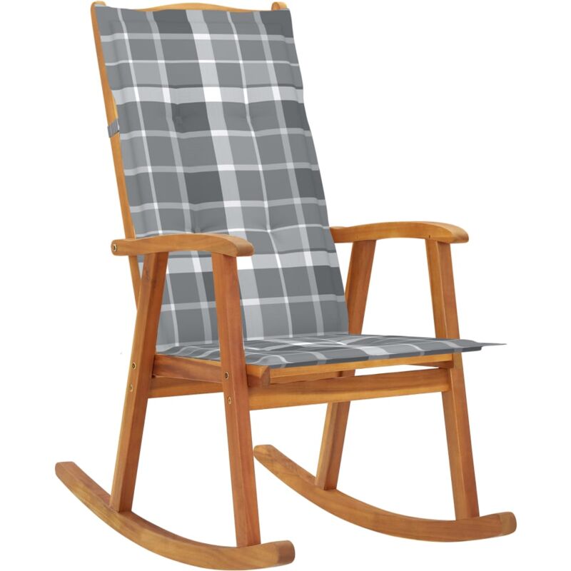 

vidaXL Silla mecedora con cojines madera maciza de acacia - Marrón