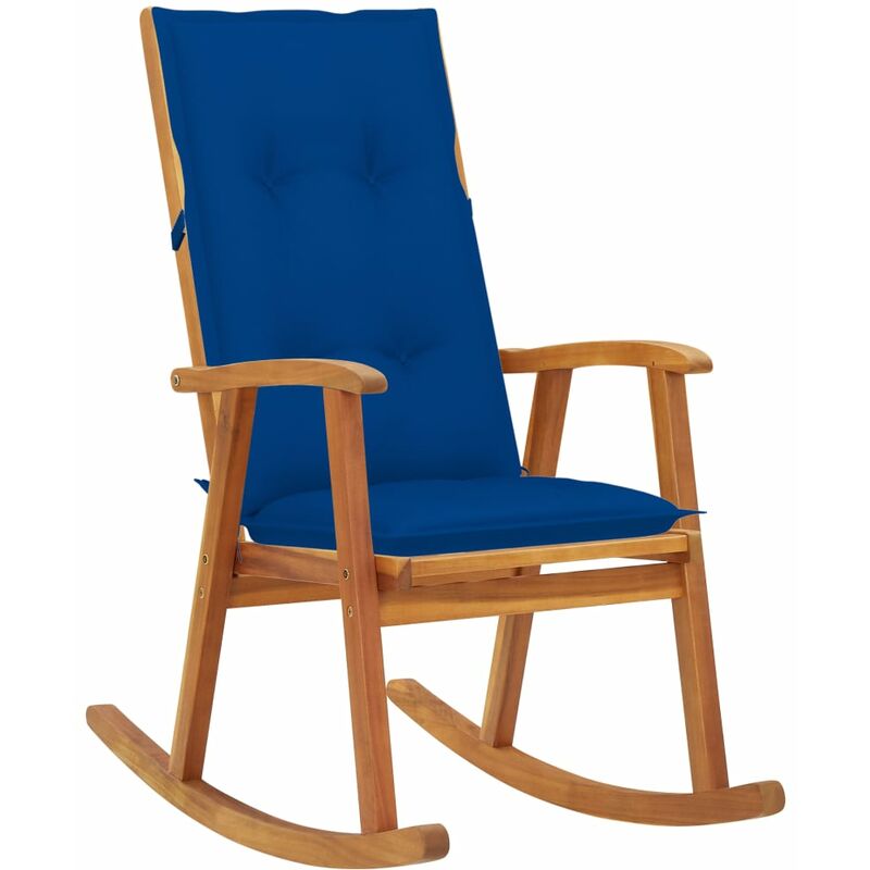 

vidaXL Silla mecedora con cojines madera maciza de acacia - Marrón