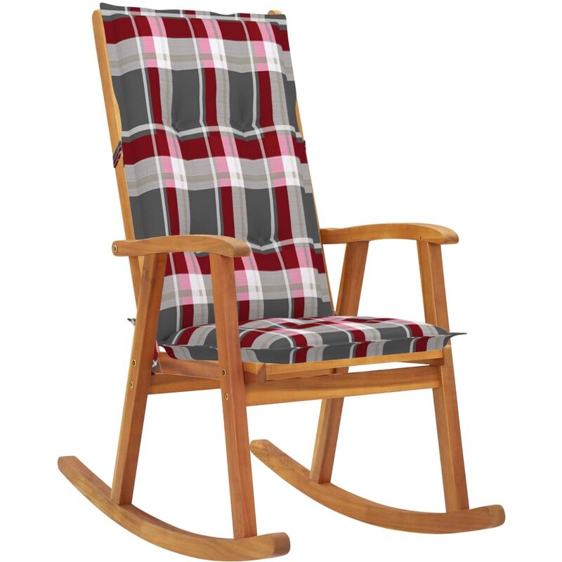 

vidaXL Silla mecedora con cojines madera maciza de acacia - Marrón