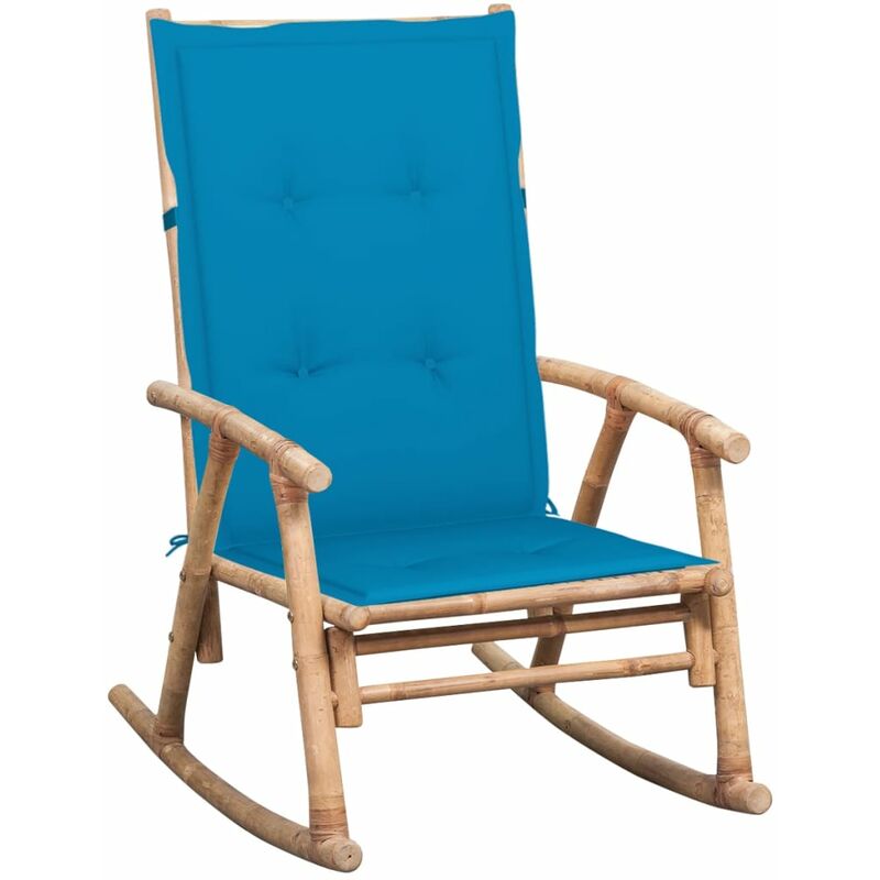 

vidaXL Silla mecedora con cojín bambú - Marrón