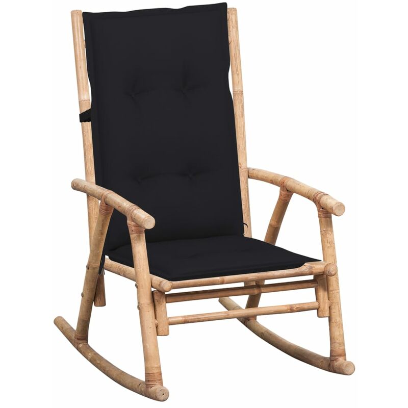 

Silla mecedora con cojín bambú - Marrón - Vidaxl