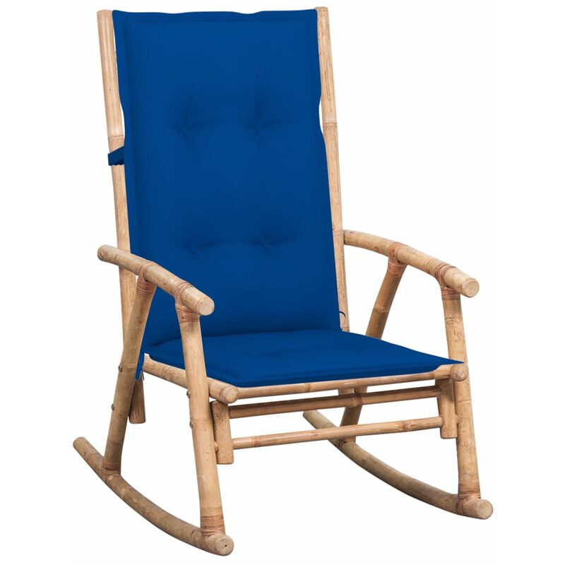 

vidaXL Silla mecedora con cojín bambú - Marrón