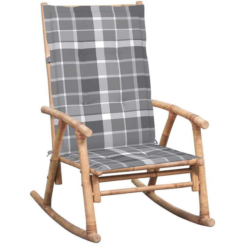 

vidaXL Silla mecedora con cojín bambú - Marrón