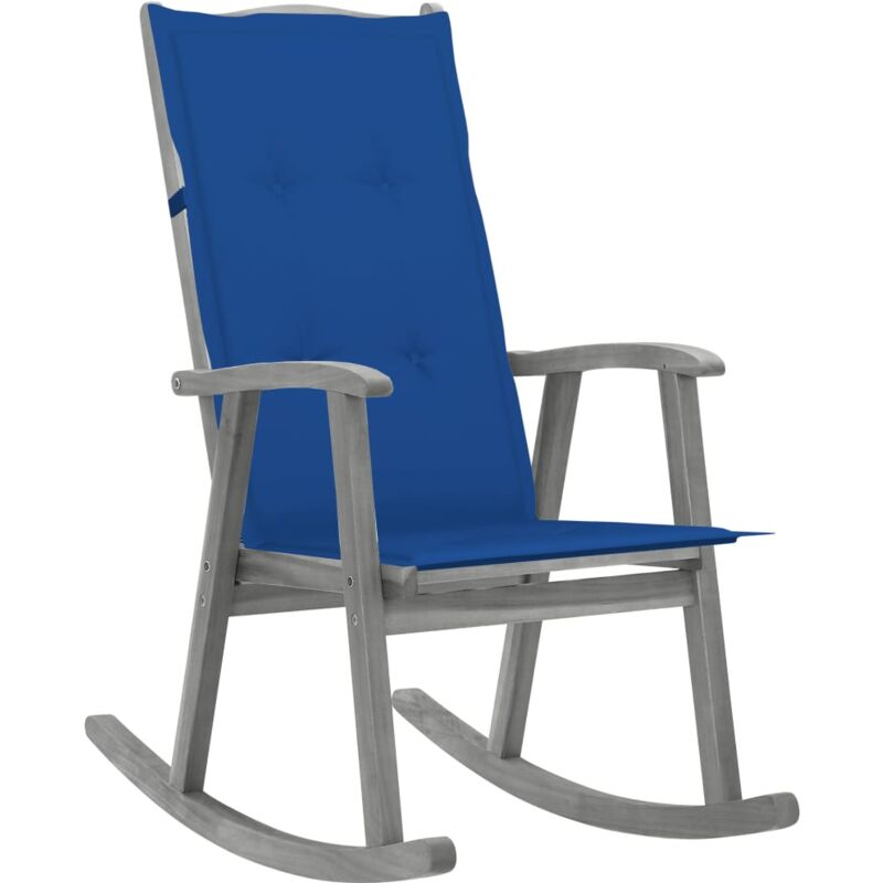 

vidaXL Silla mecedora con cojines madera maciza de acacia gris - Gris
