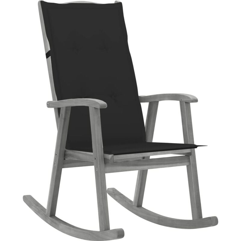 

vidaXL Silla mecedora con cojines madera maciza de acacia gris - Gris