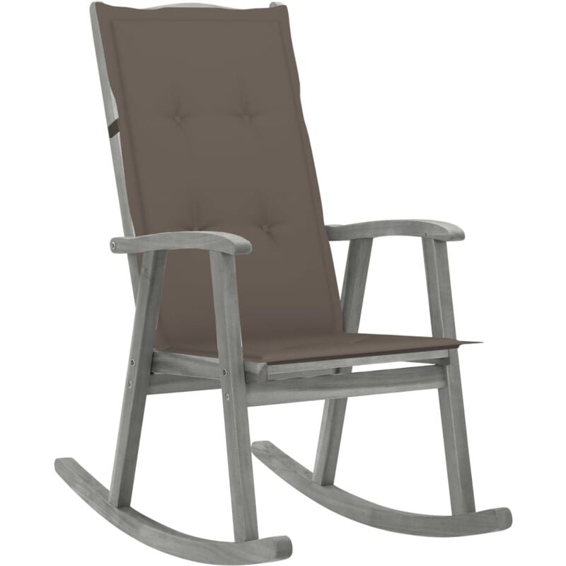 

vidaXL Silla mecedora con cojines madera maciza de acacia gris - Gris