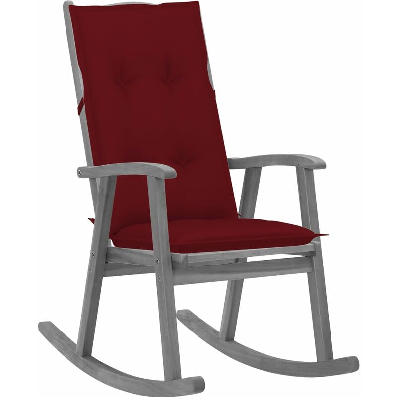 

vidaXL Silla mecedora con cojines madera maciza de acacia gris - Gris