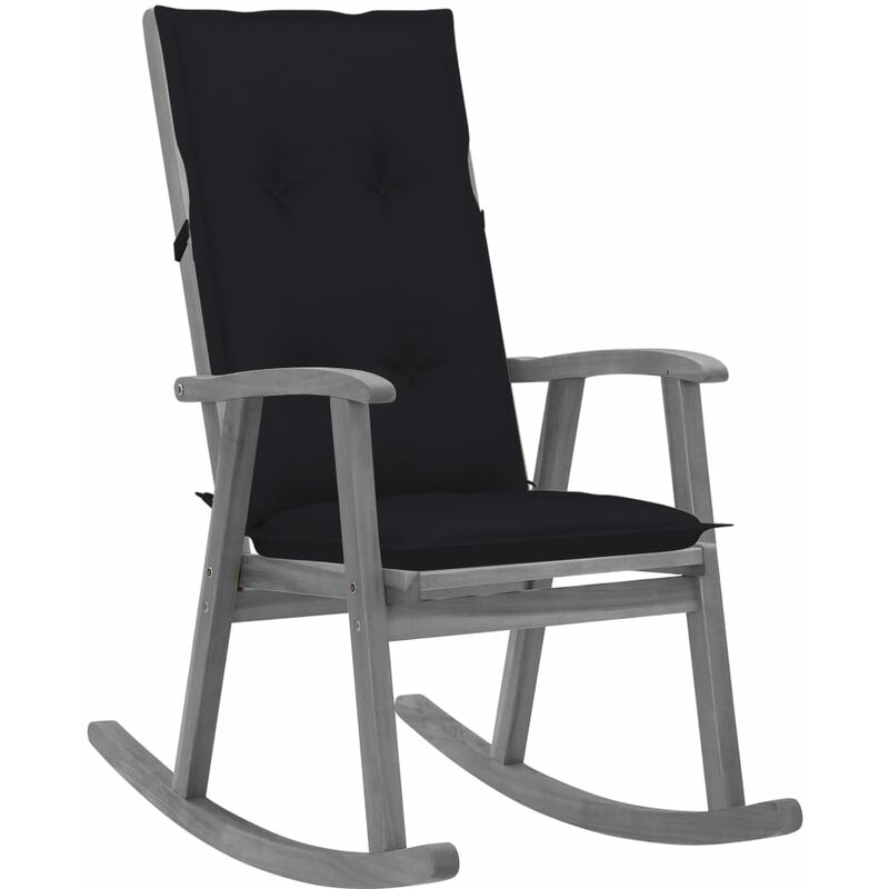 

Silla mecedora con cojines madera maciza de acacia gris - Gris - Vidaxl