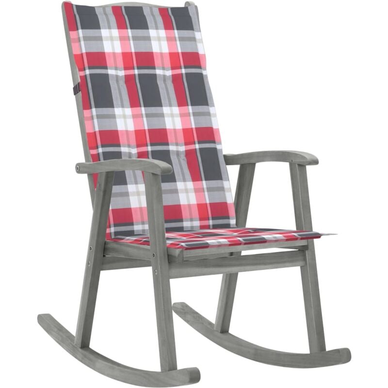 

vidaXL Silla mecedora con cojines madera maciza de acacia gris - Gris