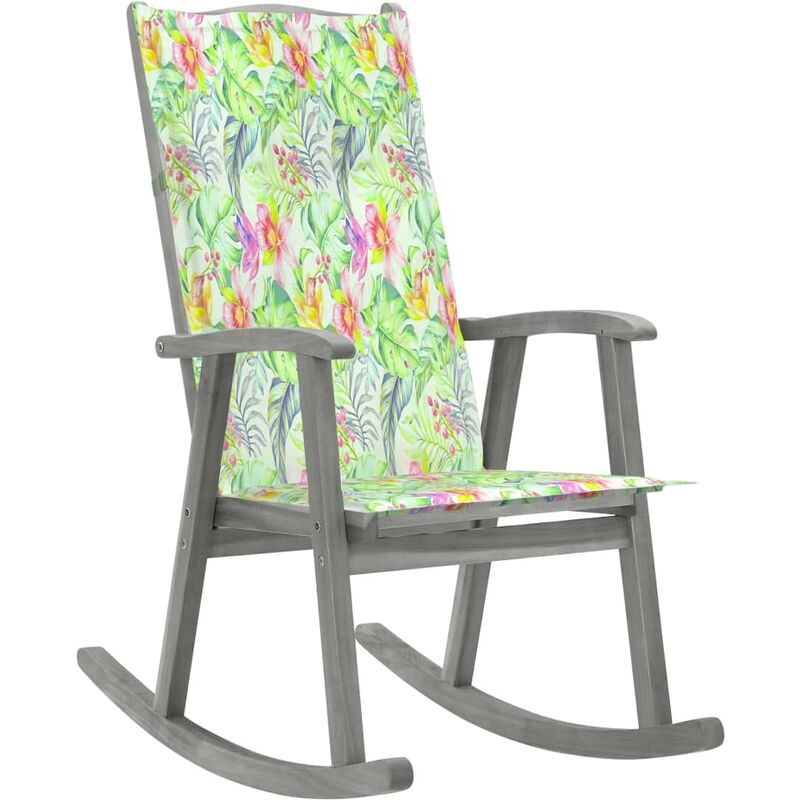 

vidaXL Silla mecedora con cojines madera maciza de acacia gris - Gris