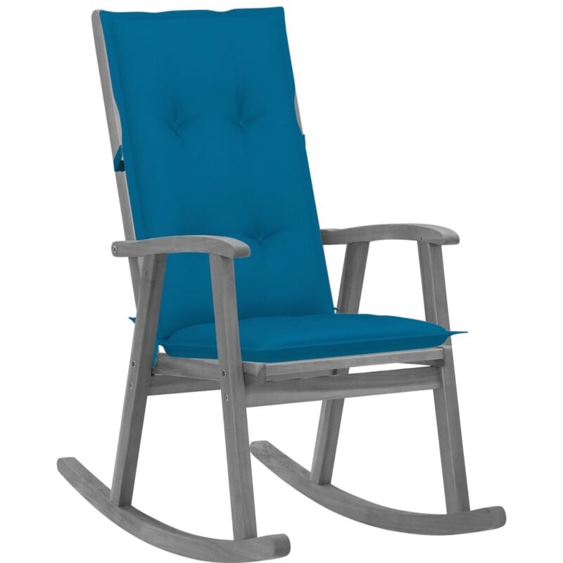 

vidaXL Silla mecedora con cojines madera maciza de acacia gris - Gris