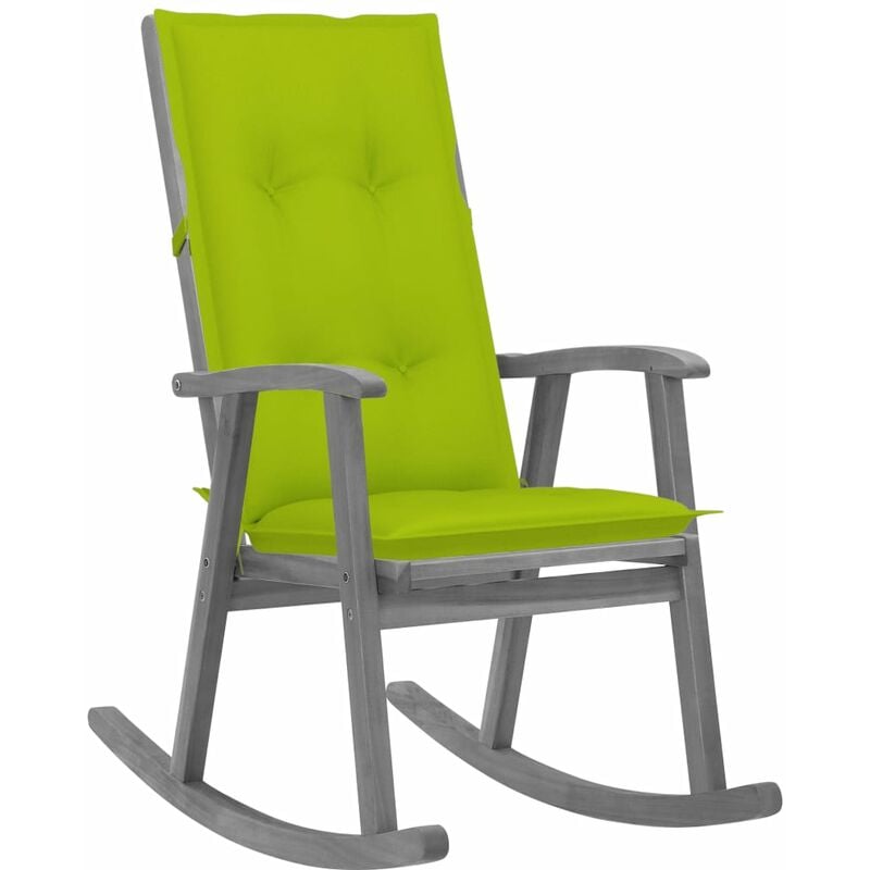

vidaXL Silla mecedora con cojines madera maciza de acacia gris - Gris