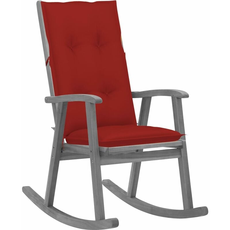 

vidaXL Silla mecedora con cojines madera maciza de acacia gris - Gris