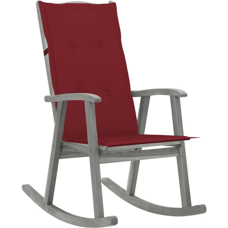

vidaXL Silla mecedora con cojines madera maciza de acacia gris - Gris