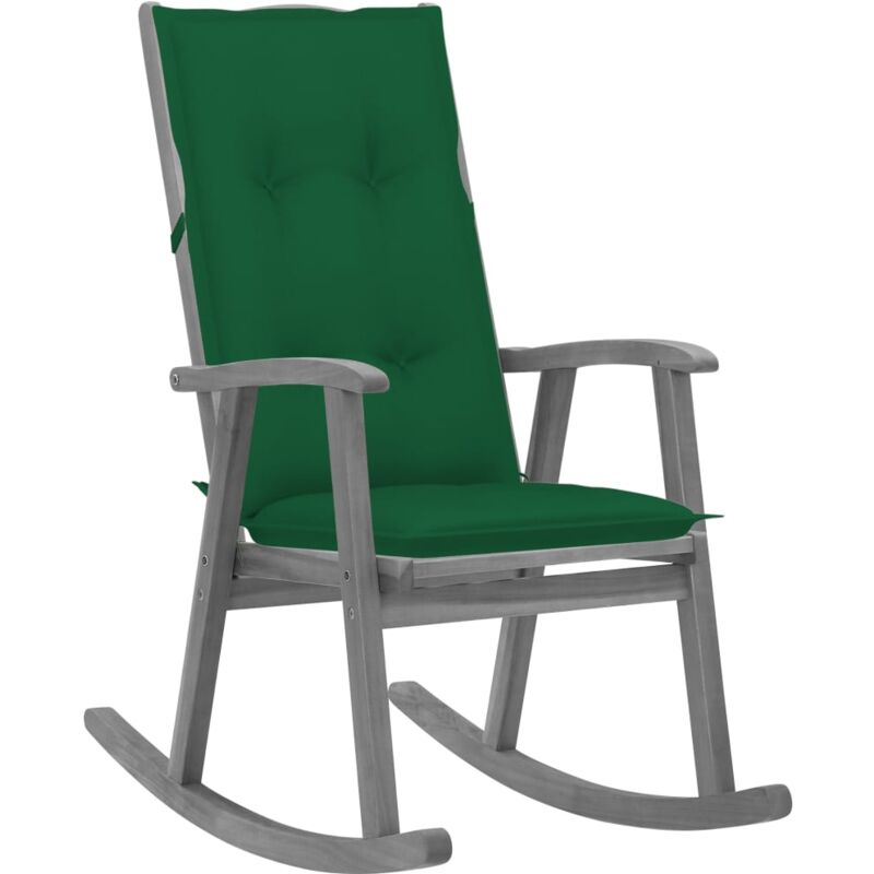 

vidaXL Silla mecedora con cojines madera maciza de acacia gris - Gris