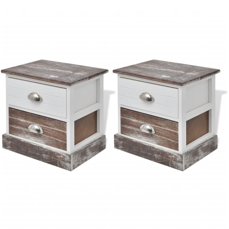 

vidaXL Mesita de Noche Marrón y Blanca 2 Unidades - Multicolor